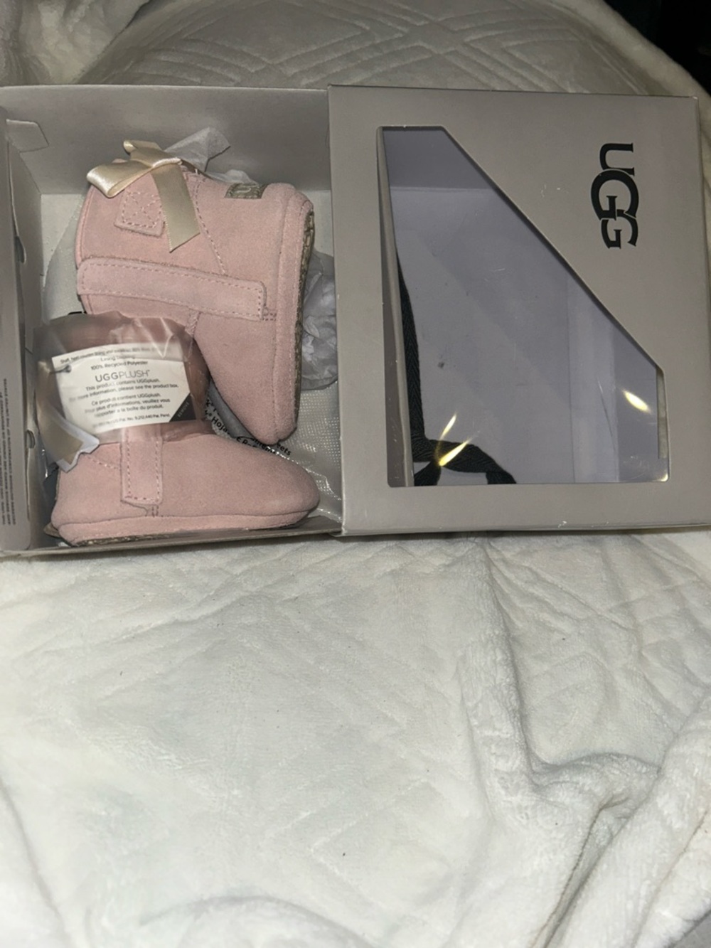UGG Pink Suede Infant Booties